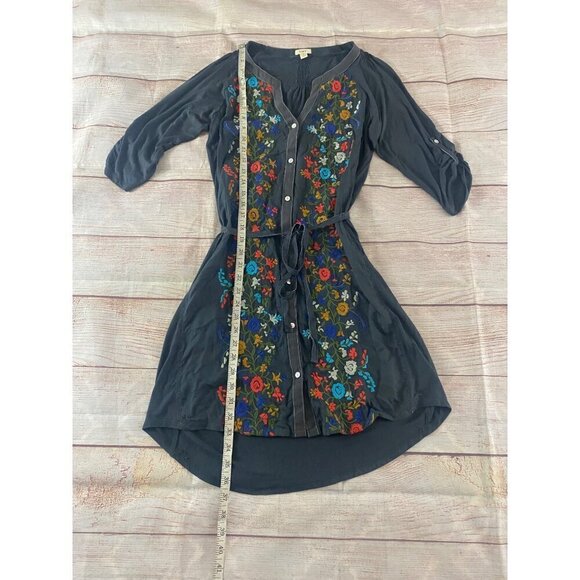 Anthropologie Tiny WOmen's Grey Emroidered Button Front Dress - Small - Picture 8 of 16